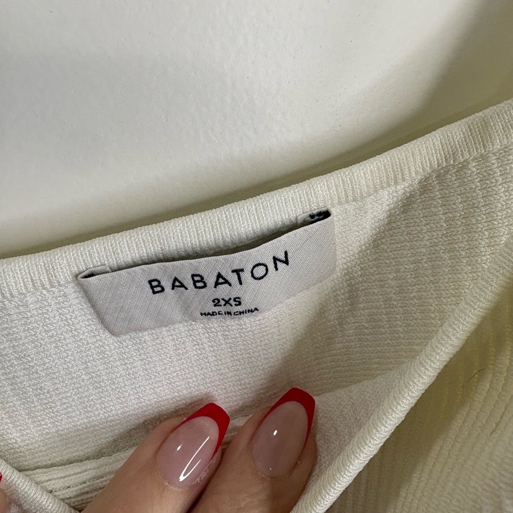 Babaton Ivory Textured cropped tank